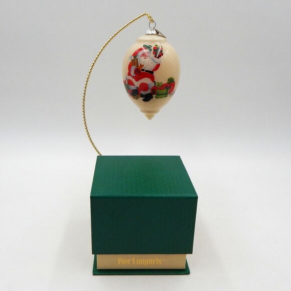 Pier 1 Imports Li Bien Santa Noel 2016 Christmas Ornament Glass 4 Inch Box - Picture 1 of 8